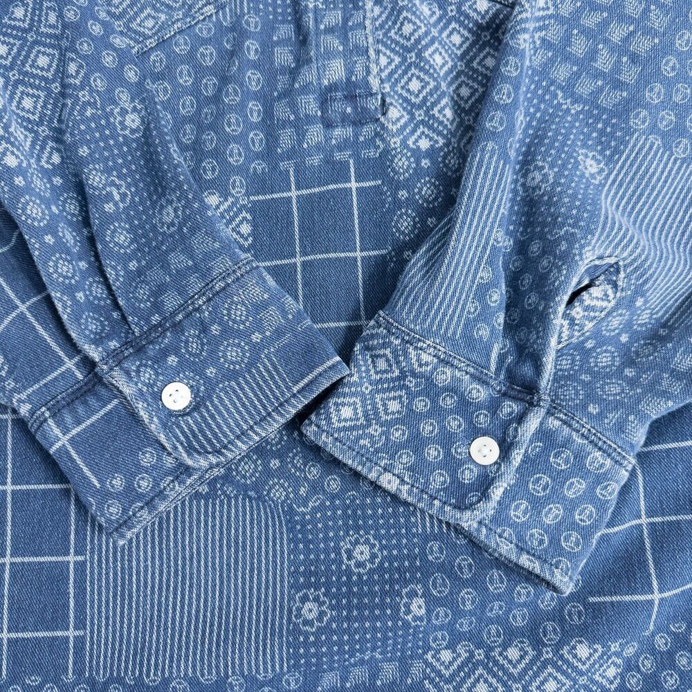 Lands End Indigo Patchwork Popover Heavyweight Sh… - image 7